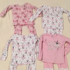 Four pair toddler girls ballerina pajamas